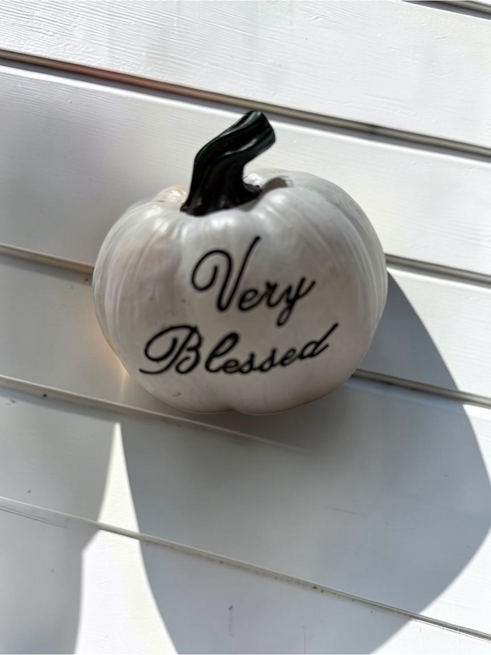 White Ceramic Pumpkins Set of 2 “Very Blessed” “So Thankful” Fall Decor - Picture 2 of 5